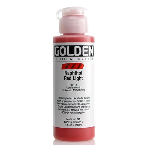 Golden, Fluid Acrylic, Paint, 4oz, Naphthol Red Light